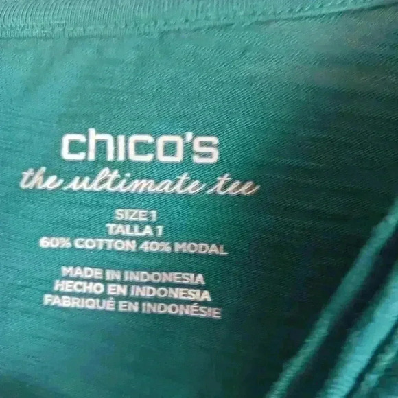 Chicos teal blouse. Ultimate Tee. V neck. Cotton - Picture 5 of 9